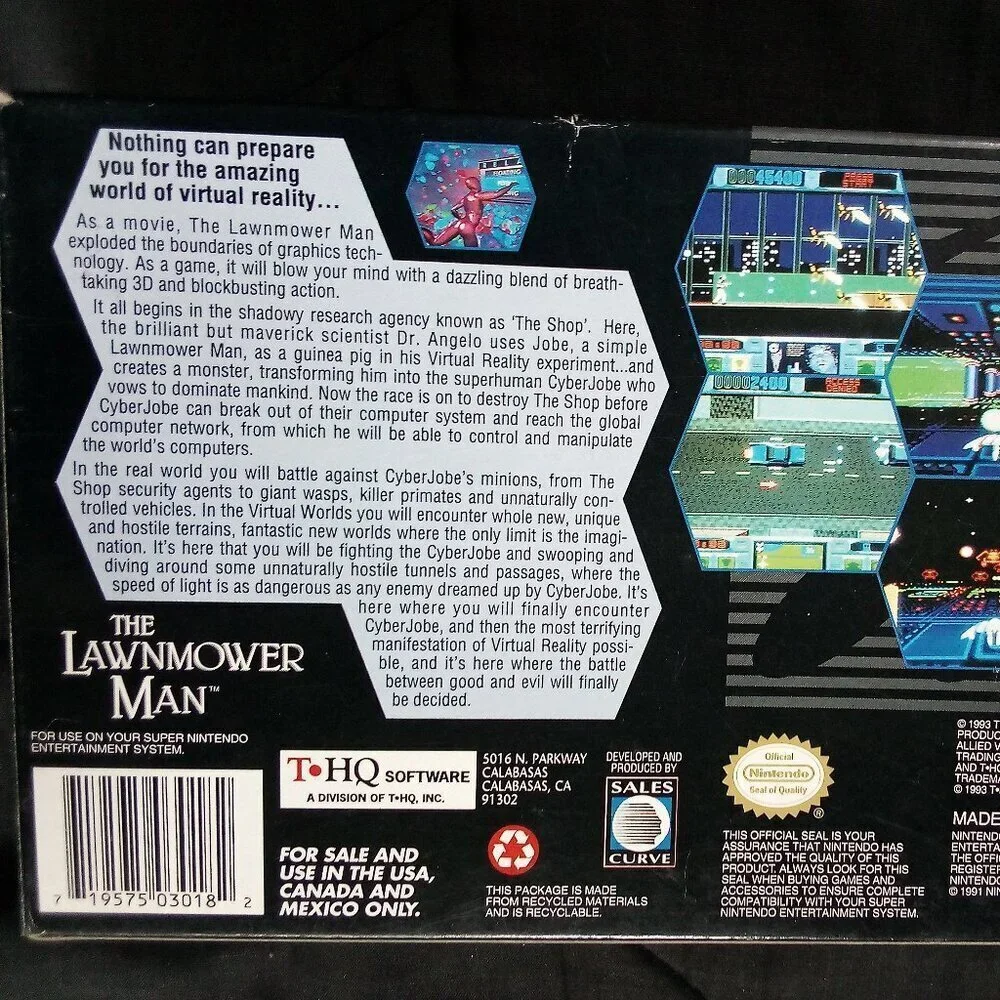 The Lawnmower Man Super Nintendo Game SNES CIB